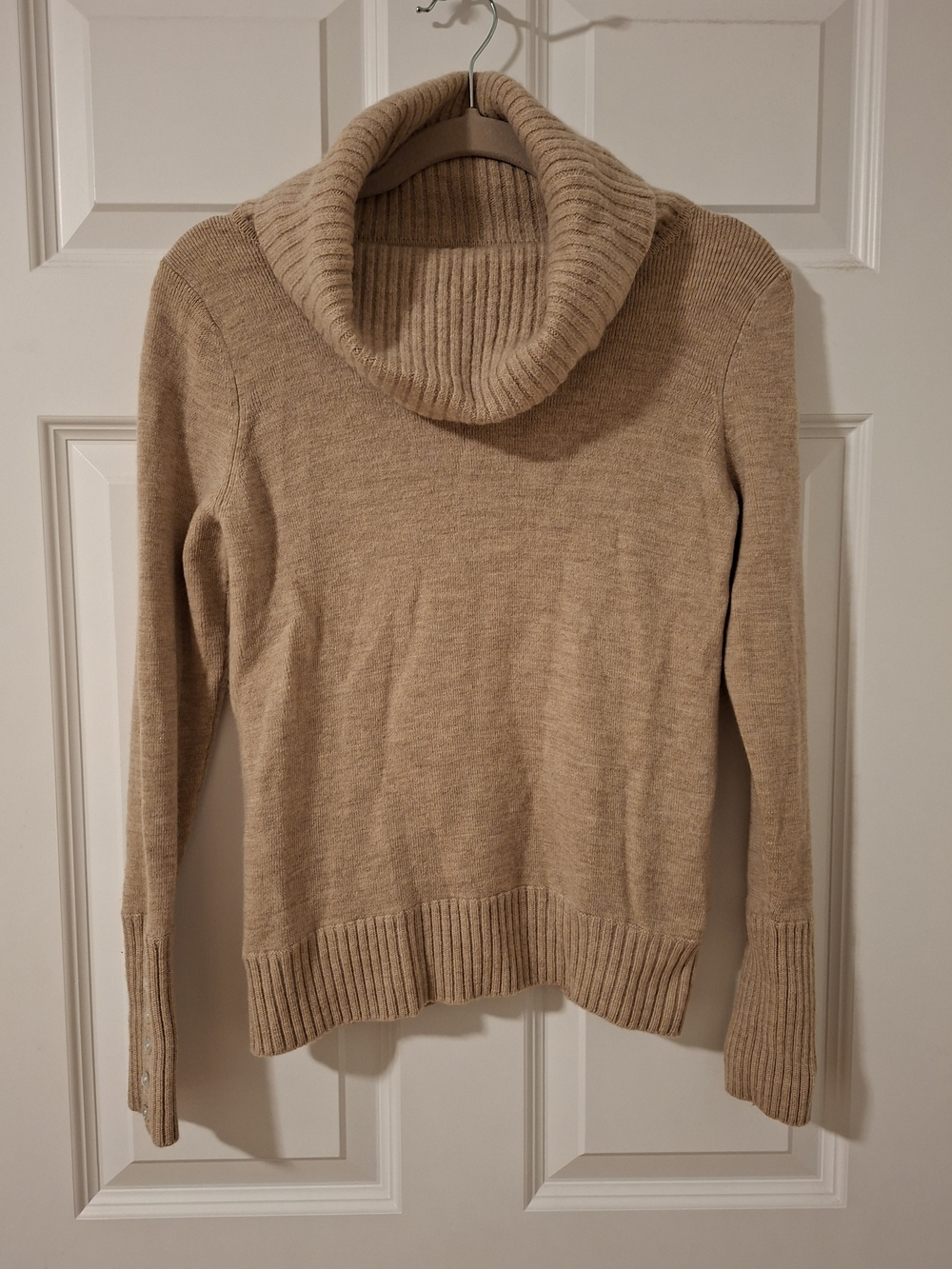 Tweeds 100% Italian Merino Wool Cowl Neck Sweater with Button Cuffs, Size M